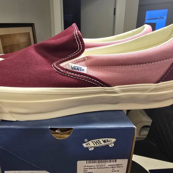 Vans Premium BMX Slip-on Reissue 98 LX Skate Shoes Maroon VN000CSE5T2 Men's 12 - Picture 1 of 13